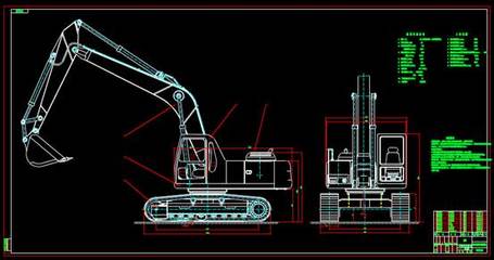 CAD机械设备图纸之挖掘机总图